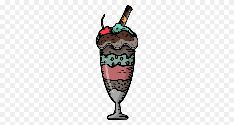 Hand Drawn Ice Cream Sundae, Dessert, Food, Ice Cream, Person Free Png