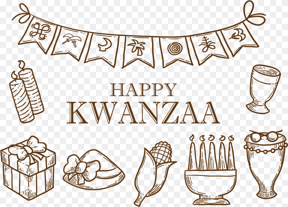 Hand Drawn Kwanzaa Icons Vector Kwanzaa Drawing, Chair, Furniture, Text, Animal Free Transparent Png