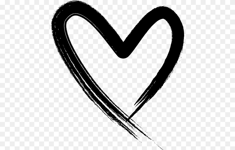 Hand Drawn Line Heart, Gray Png