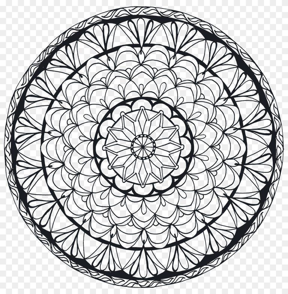 Hand Drawn Mandala 2 No Fills Clipart, Home Decor, Rug, Spiral, Pattern Png