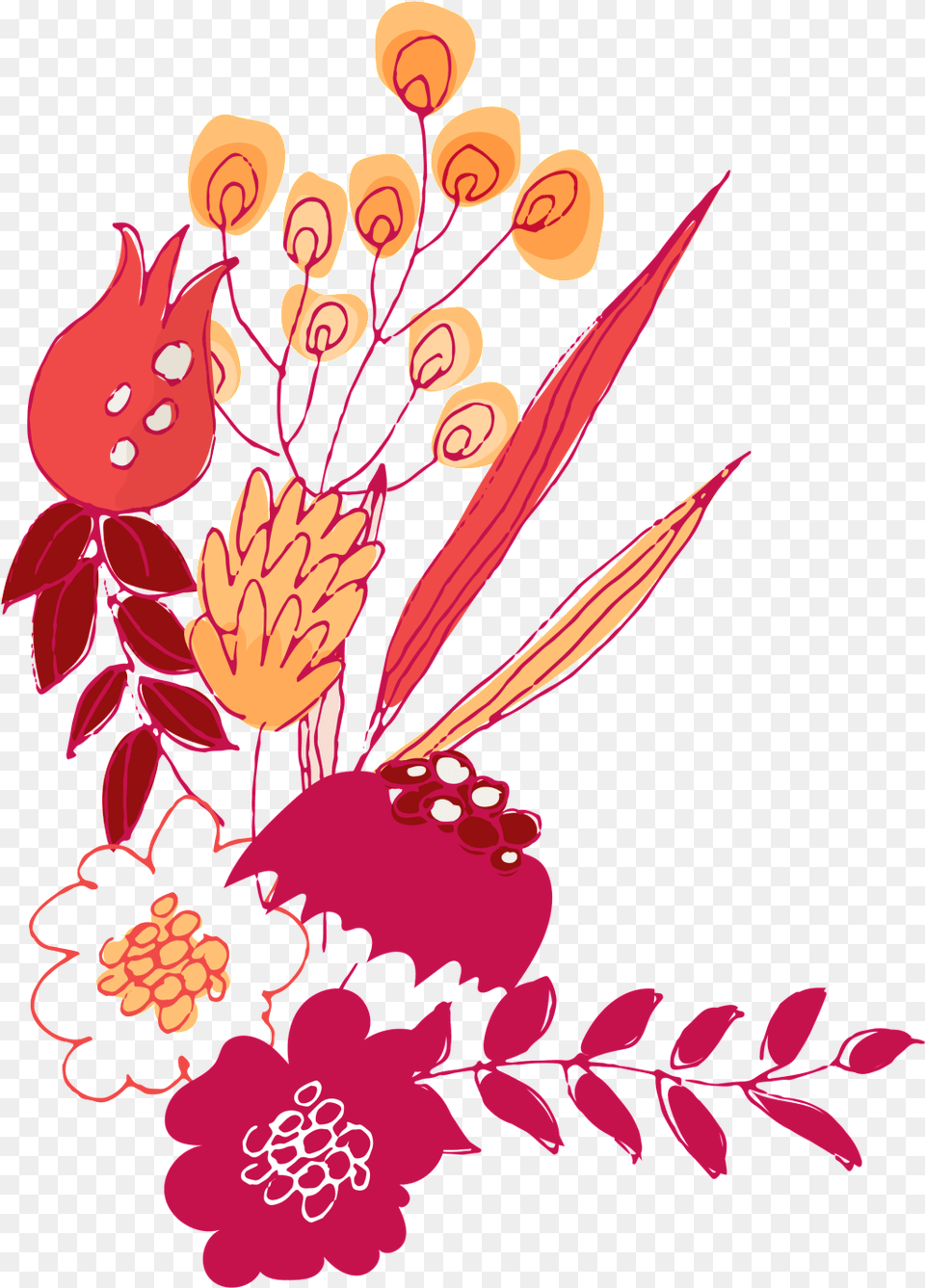 Hand Drawn Pomegranate Flower Transparent Clip Art, Floral Design, Graphics, Pattern, Plant Free Png Download