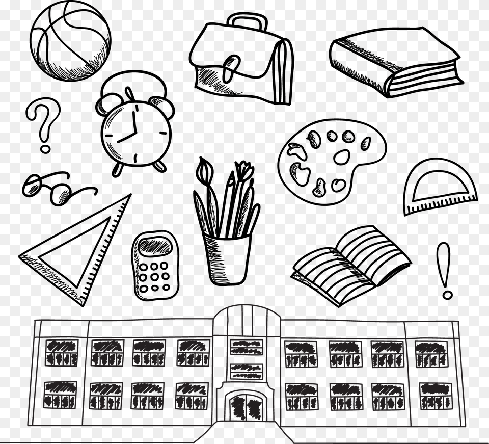 Hand Drawn School Supplies, Art, Doodle, Drawing, Accessories Free Transparent Png