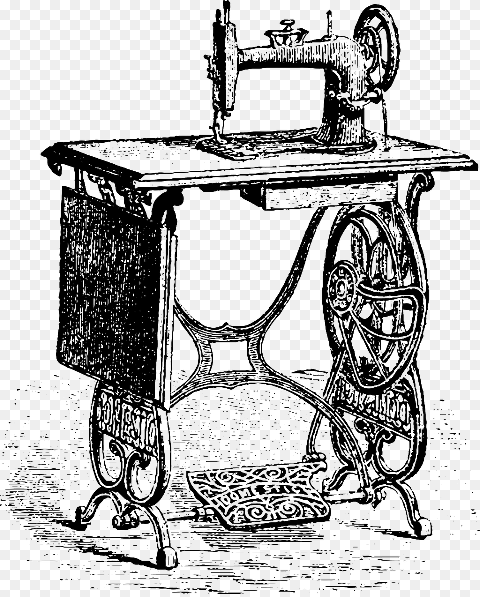 Hand Drawn Sketch Vintage Sewing Machine Decoration Illustration Old Sewing Machine, Appliance, Device, Electrical Device, Sewing Machine Png Image