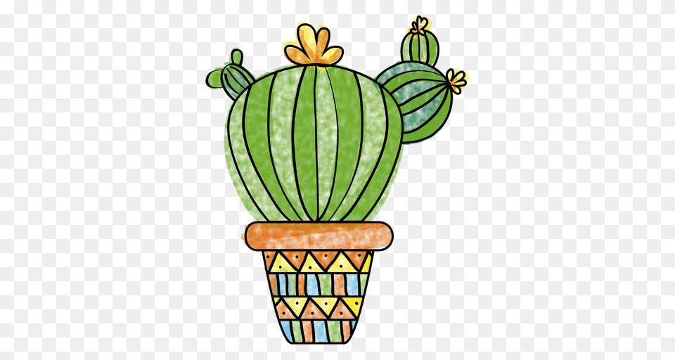 Hand Drawn Watercolor Cactus And Pot, Plant, Ammunition, Grenade, Weapon Free Png Download