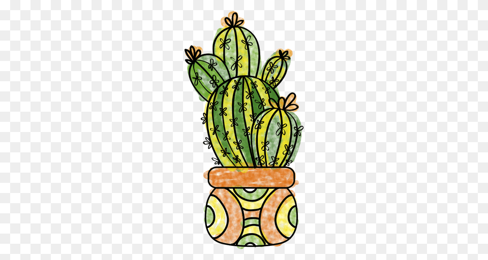 Hand Drawn Watercolor Cactus Plant Pot Free Transparent Png