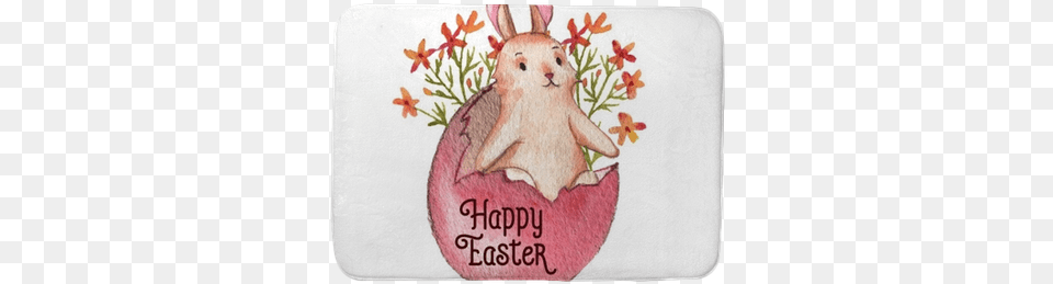 Hand Drawn Watercolor Easter Bunny Colored Egg And Easter, Pattern, Animal, Mammal, Rabbit Free Transparent Png