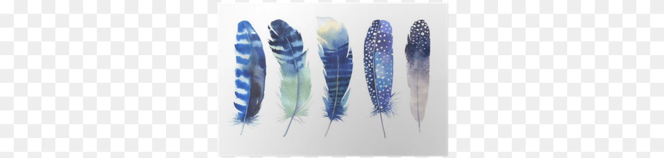 Hand Drawn Watercolor Feather Set Watercolor Feathers Blue, Accessories, Formal Wear, Tie, Animal Free Png Download