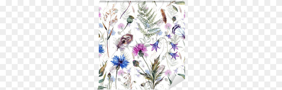 Hand Drawn Watercolor Wildflowers Wall Mural Pixers Mural A Mano Flores, Art, Floral Design, Graphics, Pattern Png