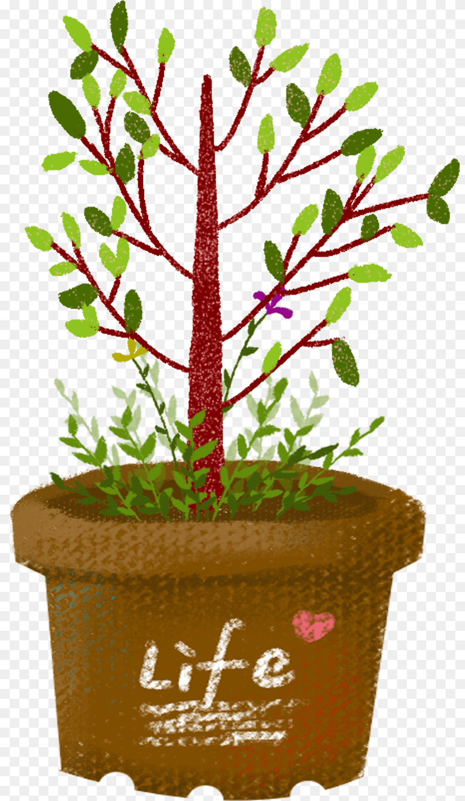 Hand Drawn Wind Cartoon Plant Flowers Trees And Cartoon, Vase, Pottery, Potted Plant, Planter Free Png
