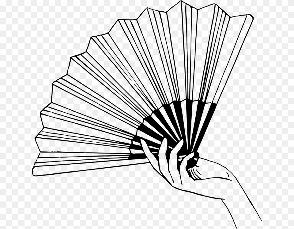 Hand Fan Drawing Black And White Ceiling Fans, Gray Png Image