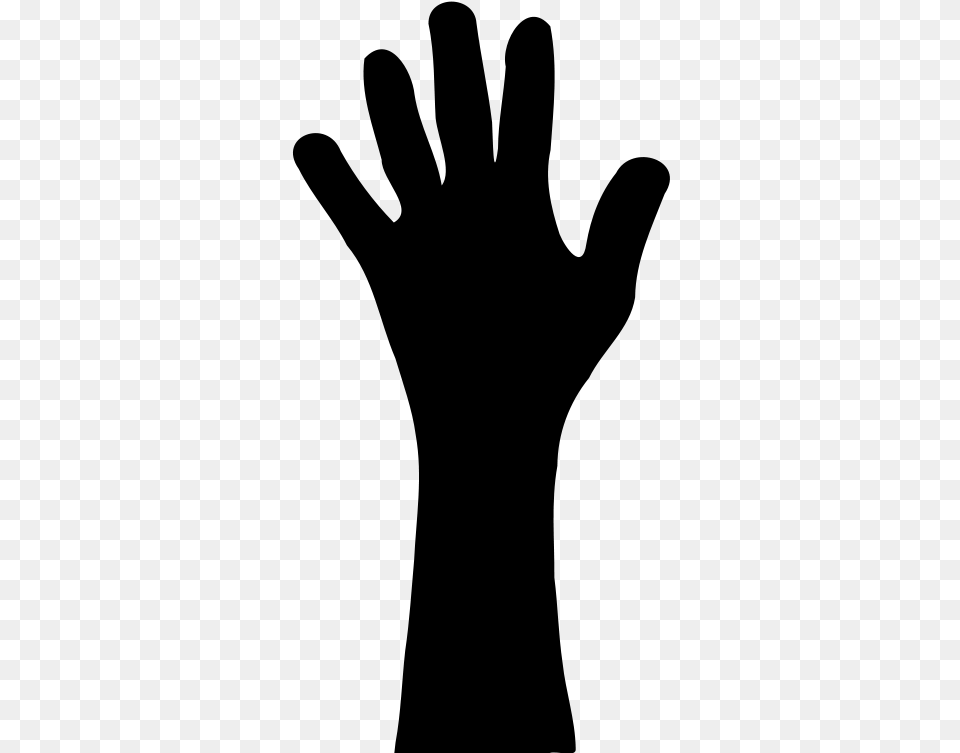 Hand Finger Silhouette Arm Clip Art Raised Hand, Gray Free Png Download