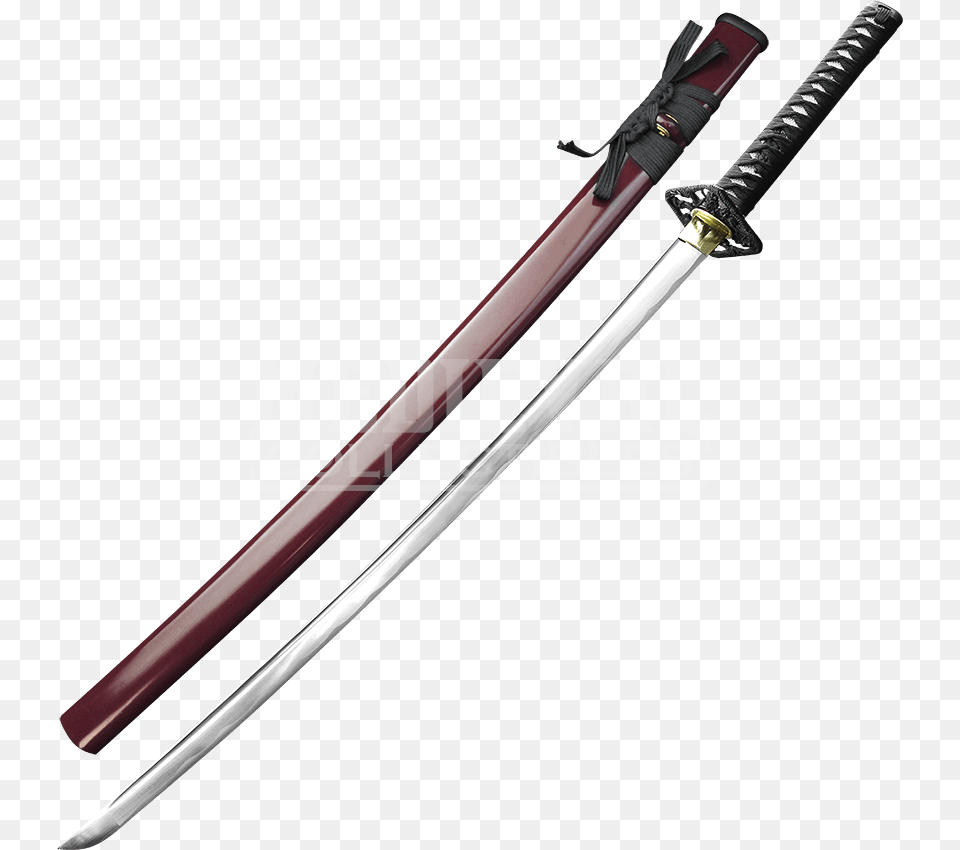 Hand Forged Samurai Sword With Red Scabbard, Person, Weapon, Blade, Dagger Png Image