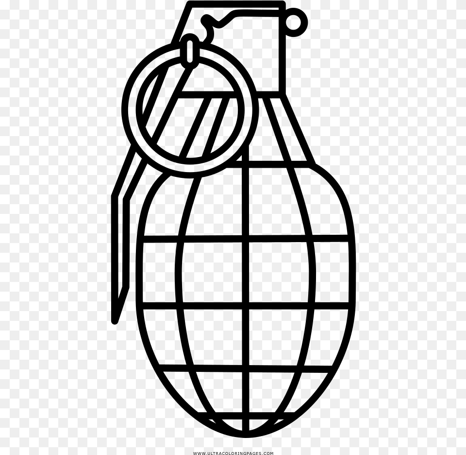 Hand Grenade Coloring, Gray Free Png Download