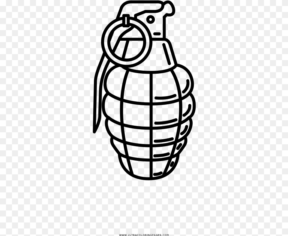 Hand Grenade Coloring, Gray Free Transparent Png