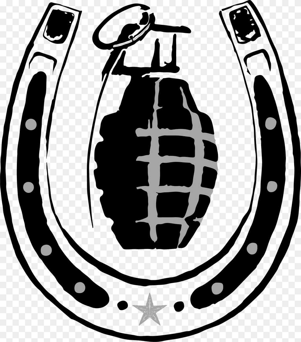 Hand Grenade Stencil, Ammunition, Weapon, Horseshoe, Person Free Png