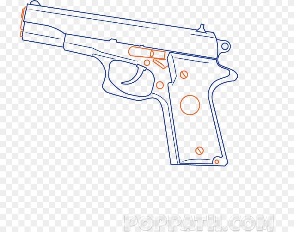 Hand Gun Drawing At Trigger, Firearm, Handgun, Weapon Png Image