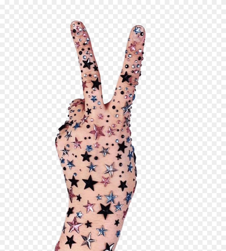 Hand Hands Peace Stars Aesthetic Freetoedit, Body Part, Finger, Person, Skin Png