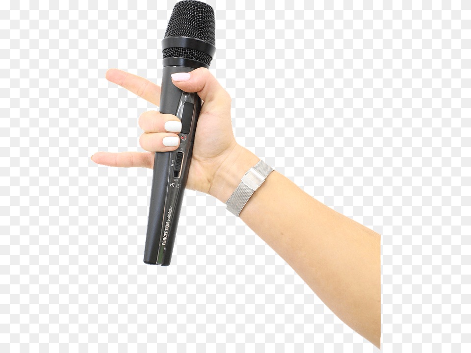 Hand Hold Microphone Rock Concert Singer Sings Hand With Microphone Transparent, Electrical Device, Person Png Image
