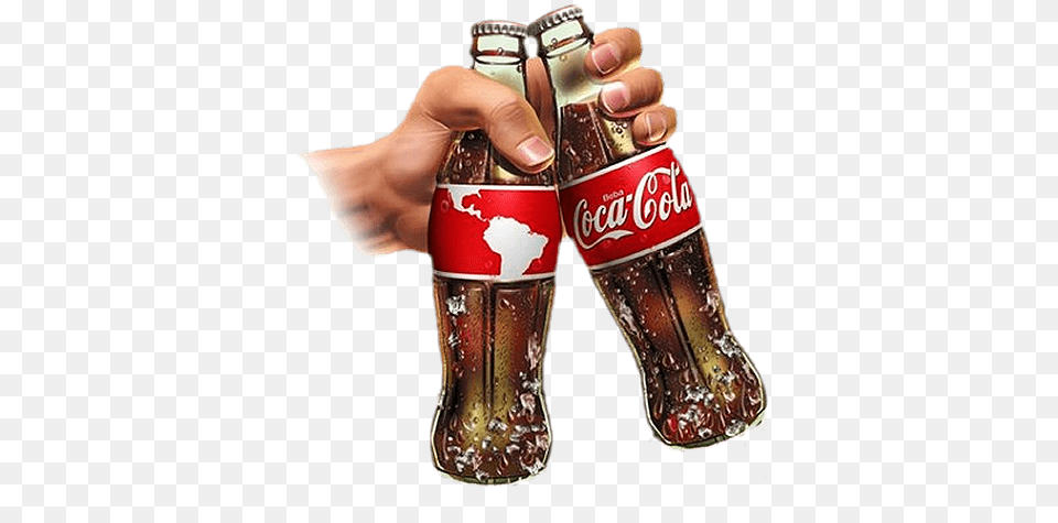 Hand Holding 2 Coca Cola Bottles, Beverage, Coke, Soda, Can Free Png Download