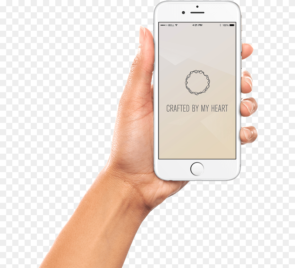 Hand Holding A Iphone 6 Running The Crafted By My Heart Iphone, Electronics, Mobile Phone, Phone, Adult Free Png Download