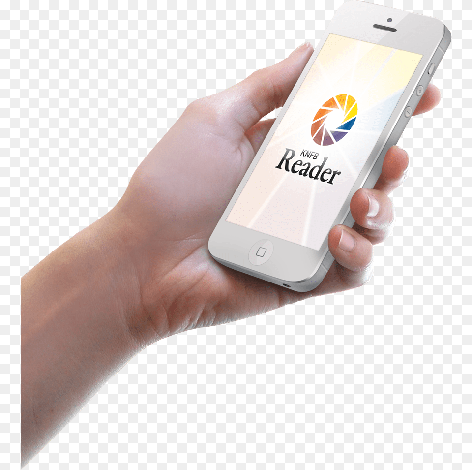 Hand Holding A Mobile Phone With Knfb Reader Logo On Knfb Reader, Electronics, Mobile Phone, Iphone Free Png Download