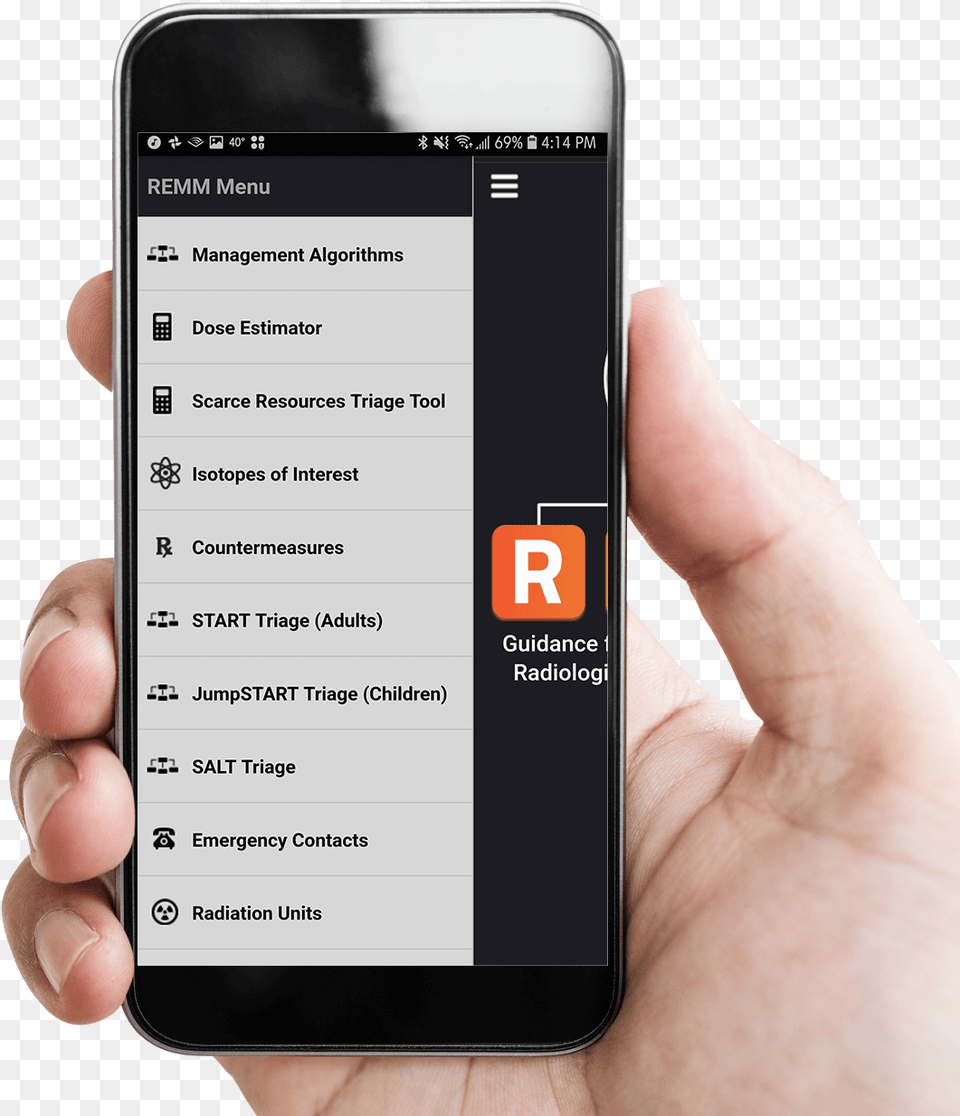 Hand Holding A Mobile Phone With Remm App Displaying Mobile Phone White Screen, Electronics, Mobile Phone Free Transparent Png