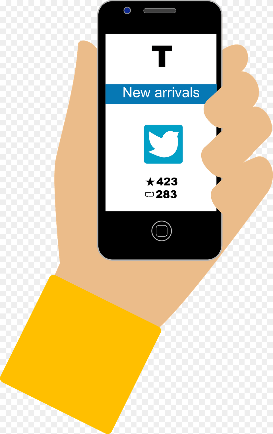 Hand Holding A Smartphone On Twitter Clipart, Electronics, Mobile Phone, Phone Png Image