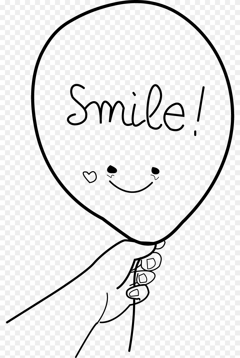 Hand Holding Balloon Drawing, Gray Free Png