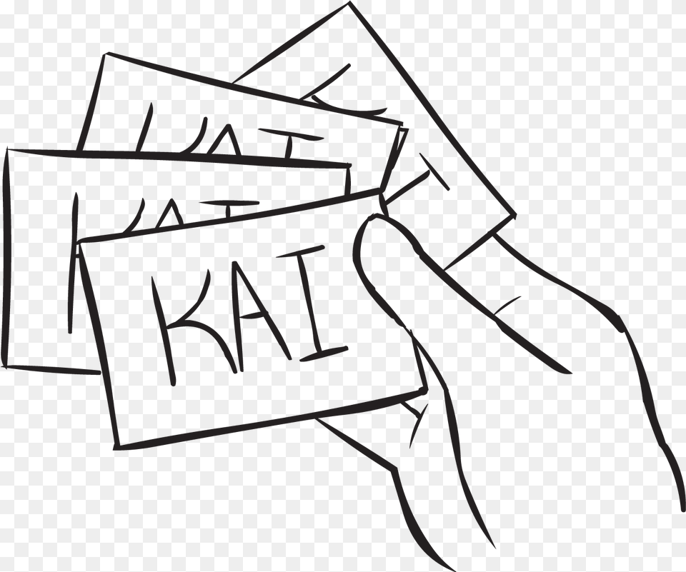 Hand Holding Bunch Of Index Cards With Kai S Name On Line Art, Body Part, Person, Stencil, Text Free Png