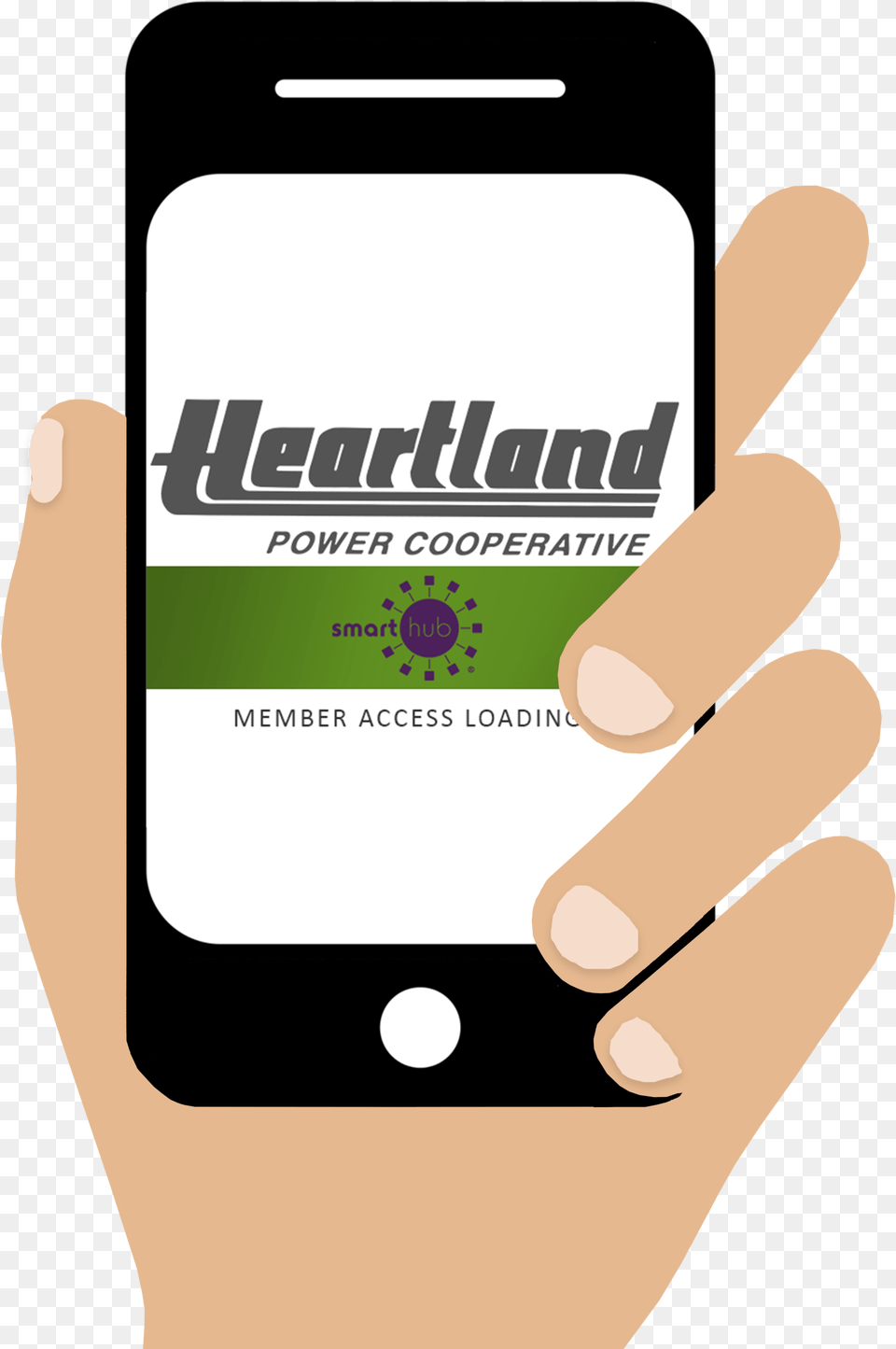 Hand Holding Cell Phone With Smarthub App Heartland Power Co Op, Electronics, Mobile Phone, Body Part, Finger Png Image