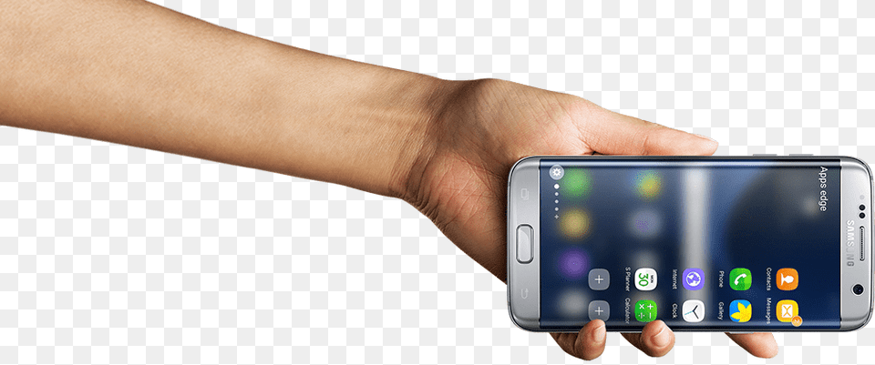 Hand Holding Galaxy S7 Edge Horizontally Samsung S7 Edge Caracteristicas, Electronics, Iphone, Mobile Phone, Phone Png Image