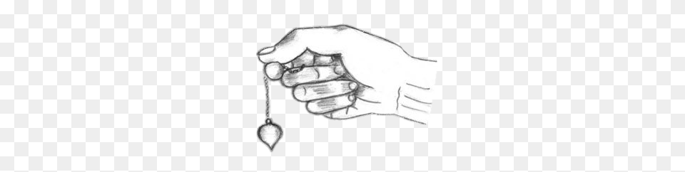 Hand Holding Pendulum Black And White Drawing, Body Part, Person, Accessories, Jewelry Free Png Download