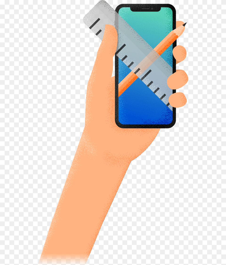 Hand Holding Ruler And Pencil Mobile Phone, Adult, Female, Person, Woman Png