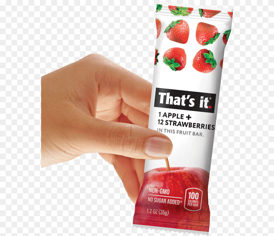 Hand Holding Strawberry That S It Fruit Bar That39s It Fruit Bar Apple Strawberry, Food, Plant, Produce, Beverage Free Png