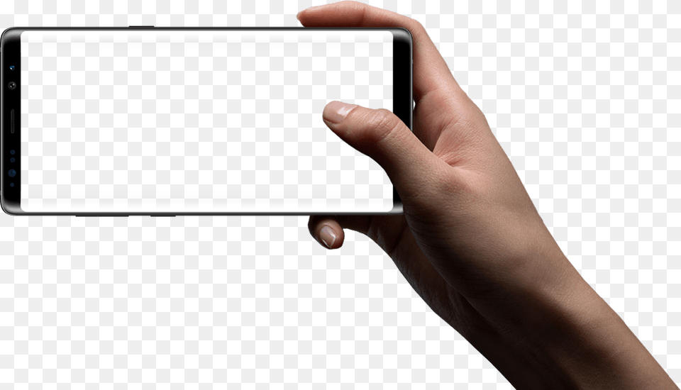 Hand Holding The Galaxy Note8 In Landscape Mode Mobile In Hands, Electronics, Mobile Phone, Phone, Computer Png