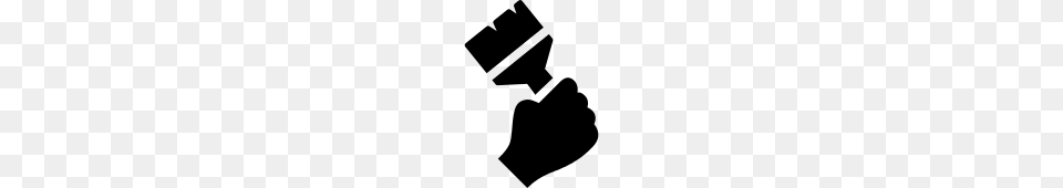 Hand Holding Up A Paintbrush Icon, Gray Free Png