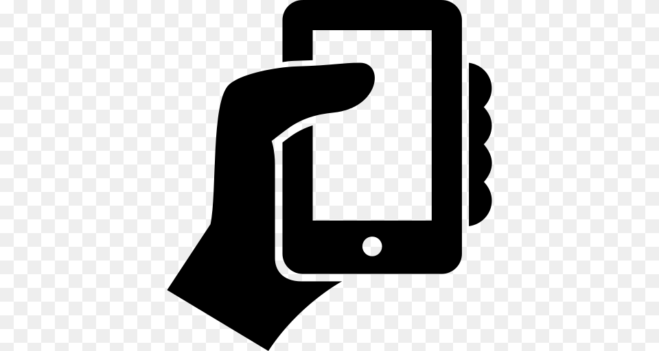 Hand Holding Up A Smartphone Icon, Gray Free Png