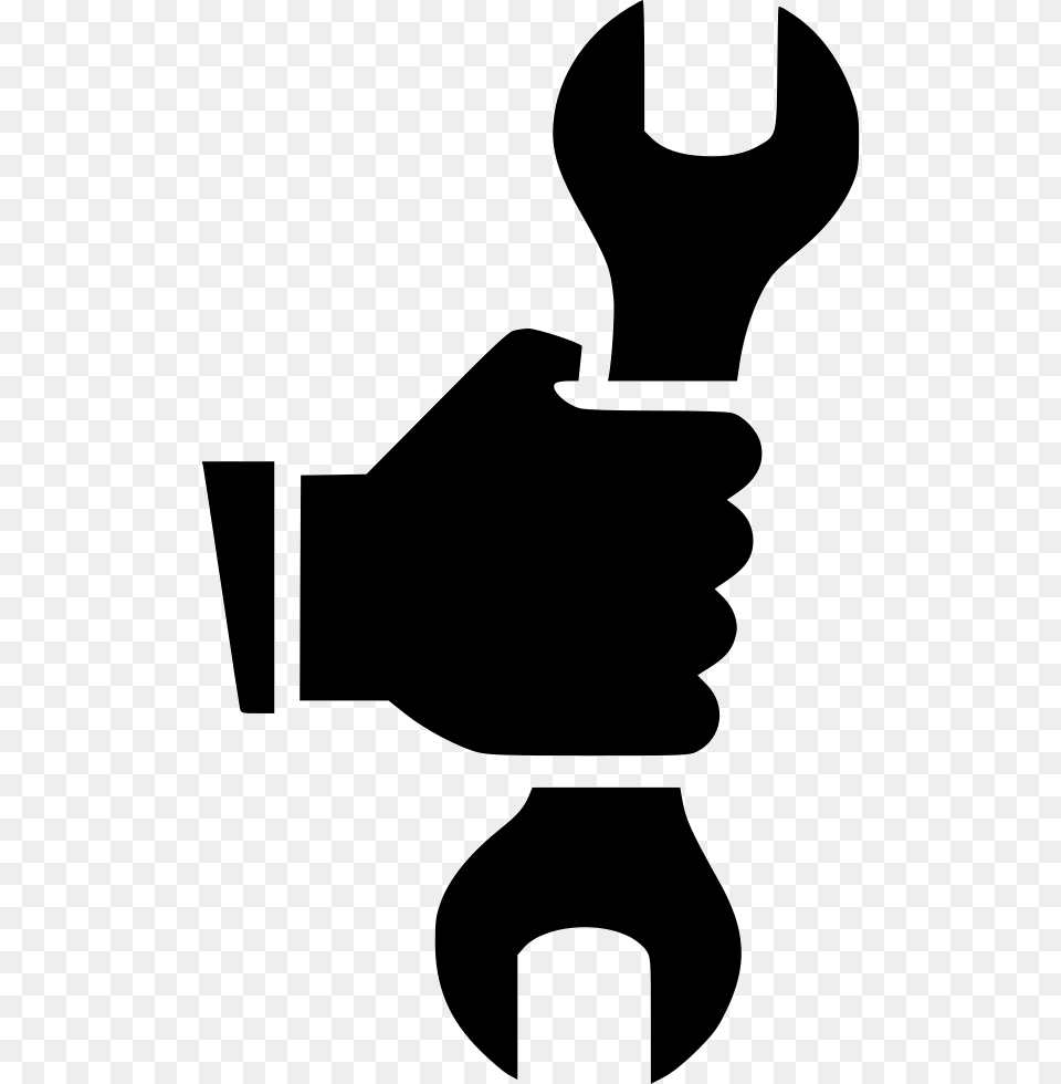 Hand Holding Wrench Icon, Stencil Free Png