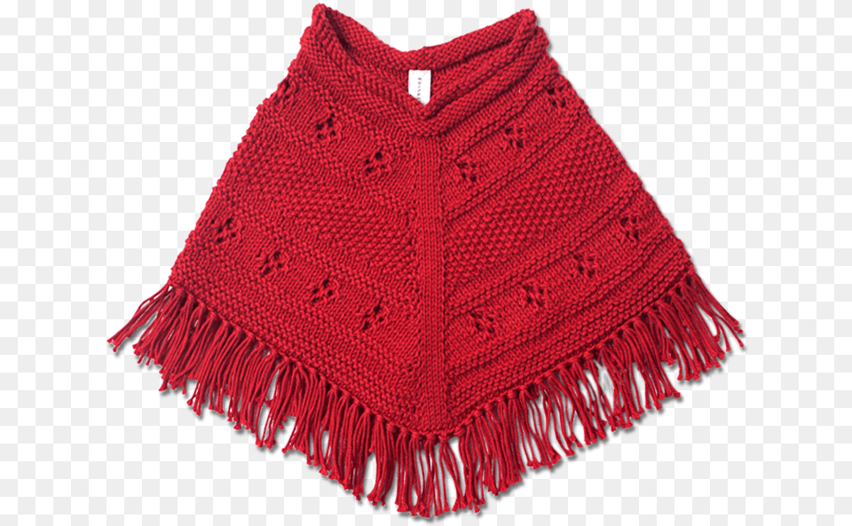 Hand Knitted Classic Red Poncho, Cloak, Clothing, Fashion, Scarf Free Png Download