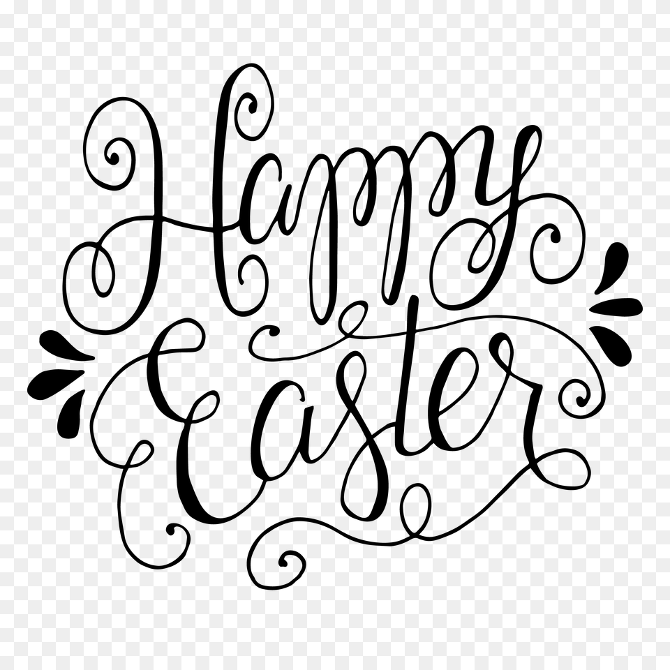 Hand Lettered Happy Easter, Gray Free Png