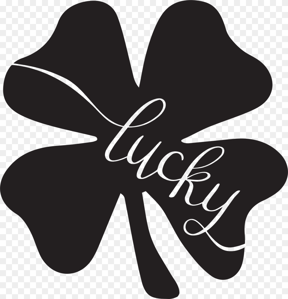 Hand Lettered Lucky Shamrock Svg Cut File Shamrock Svg Flower, Petal, Plant, Text Free Transparent Png