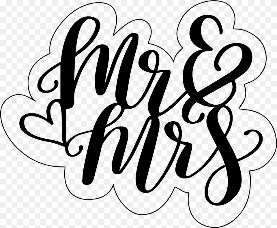 Hand Lettered Mrs Mr And Mrs, Gray Png Image