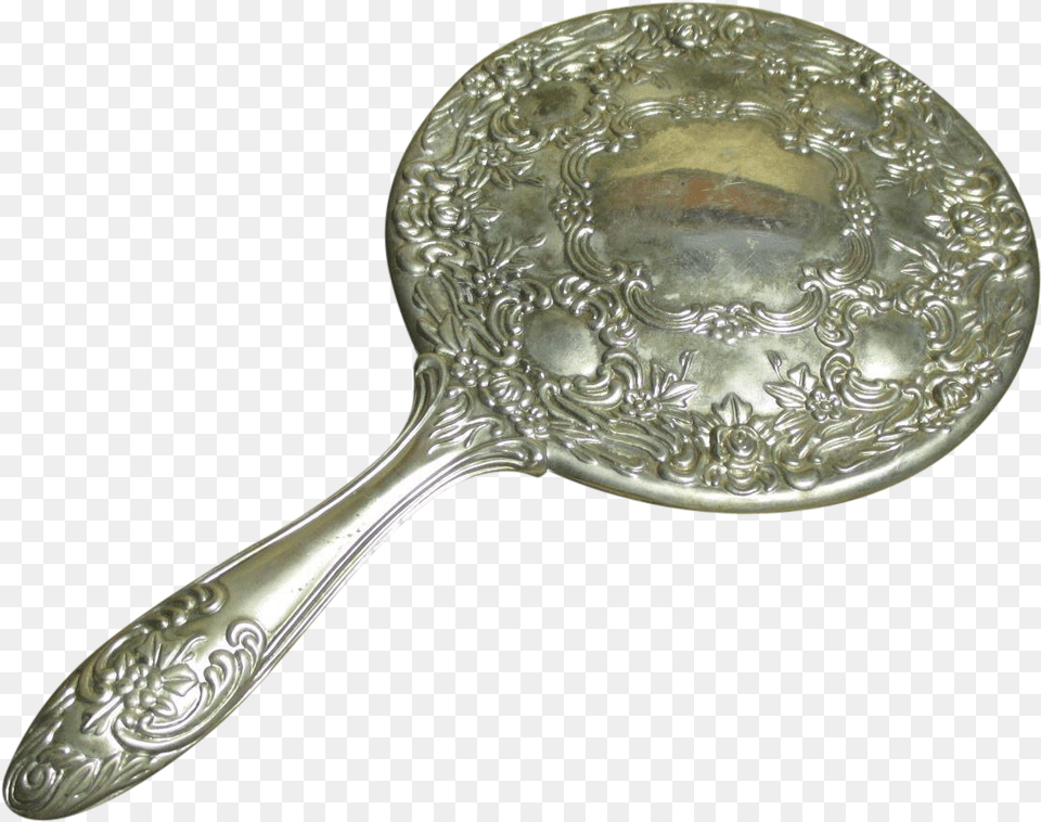 Hand Mirror Old Silver Hand Mirror, Cutlery, Spoon Free Transparent Png
