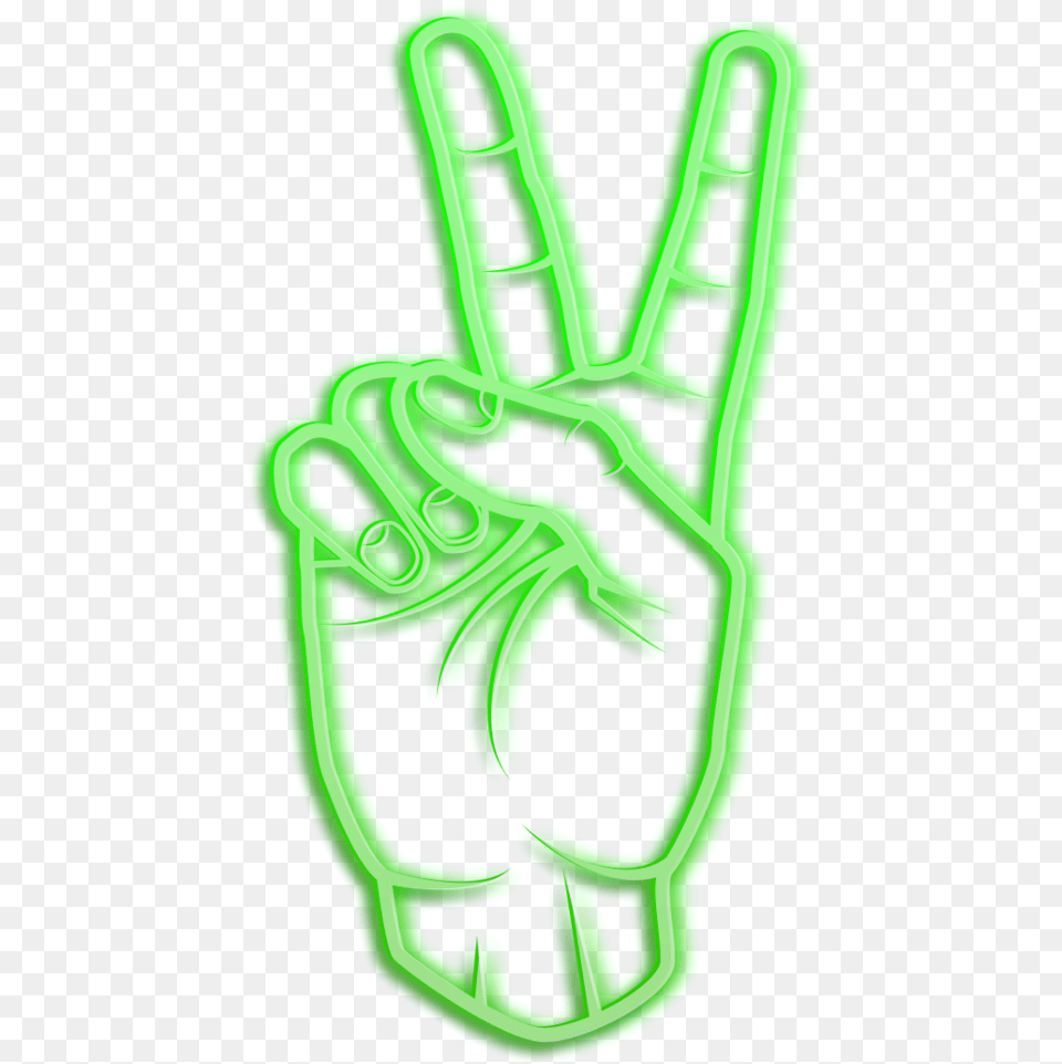 Hand Neon Green Peace Glow Peacestickers Freetoedit Sticker, Light, Smoke Pipe Free Png