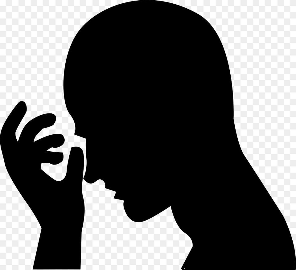 Hand On Face Silhouette, Gray Png Image