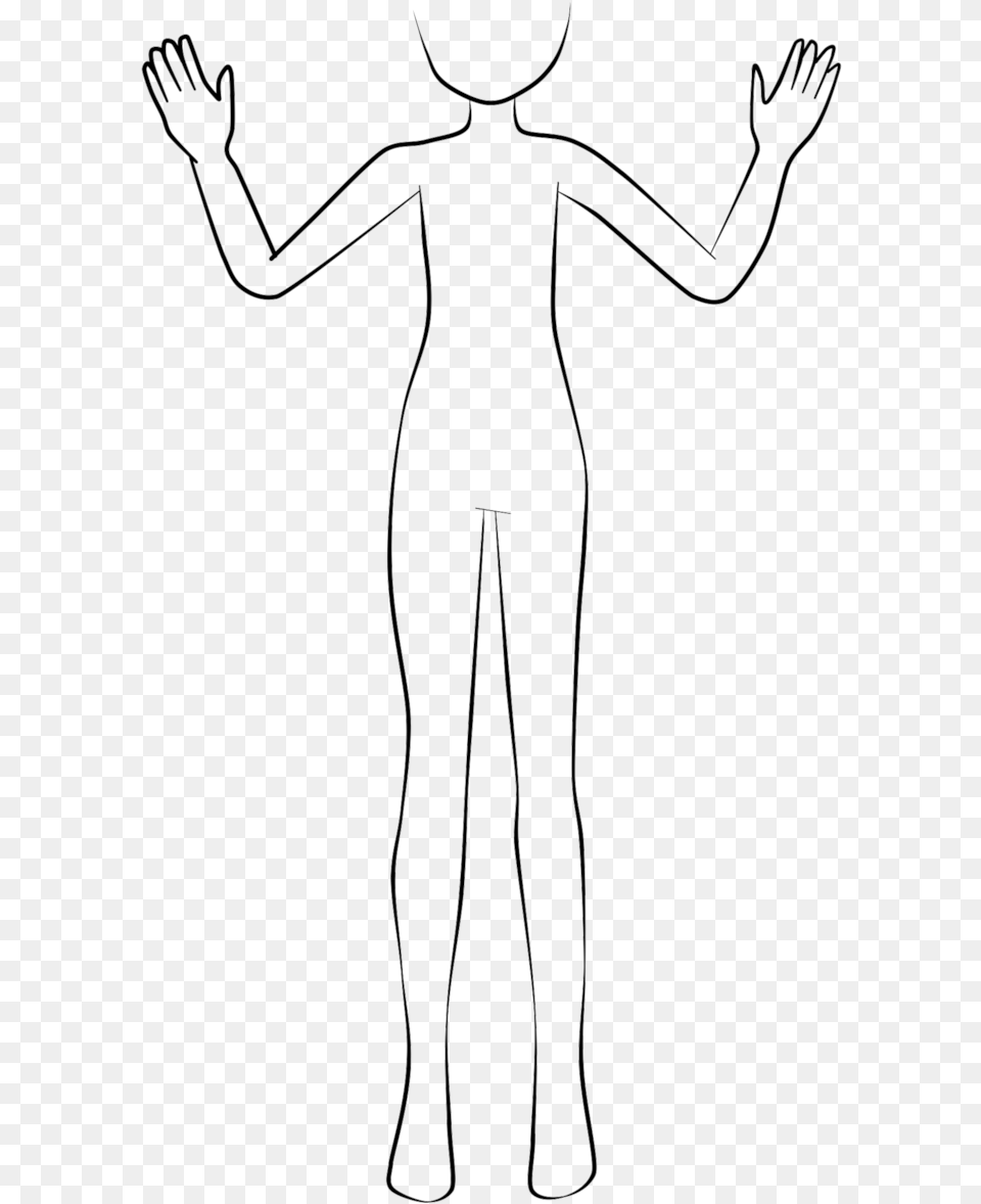 Hand On Girls Head Base Lineart Full Body Base Standing, Silhouette Free Transparent Png