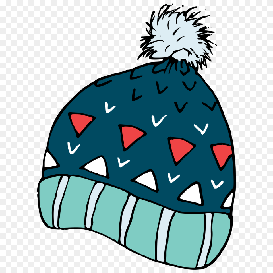 Hand Painted A Blue Knit Hat Winter Decorative, Cap, Clothing, Produce, Plant Free Png Download