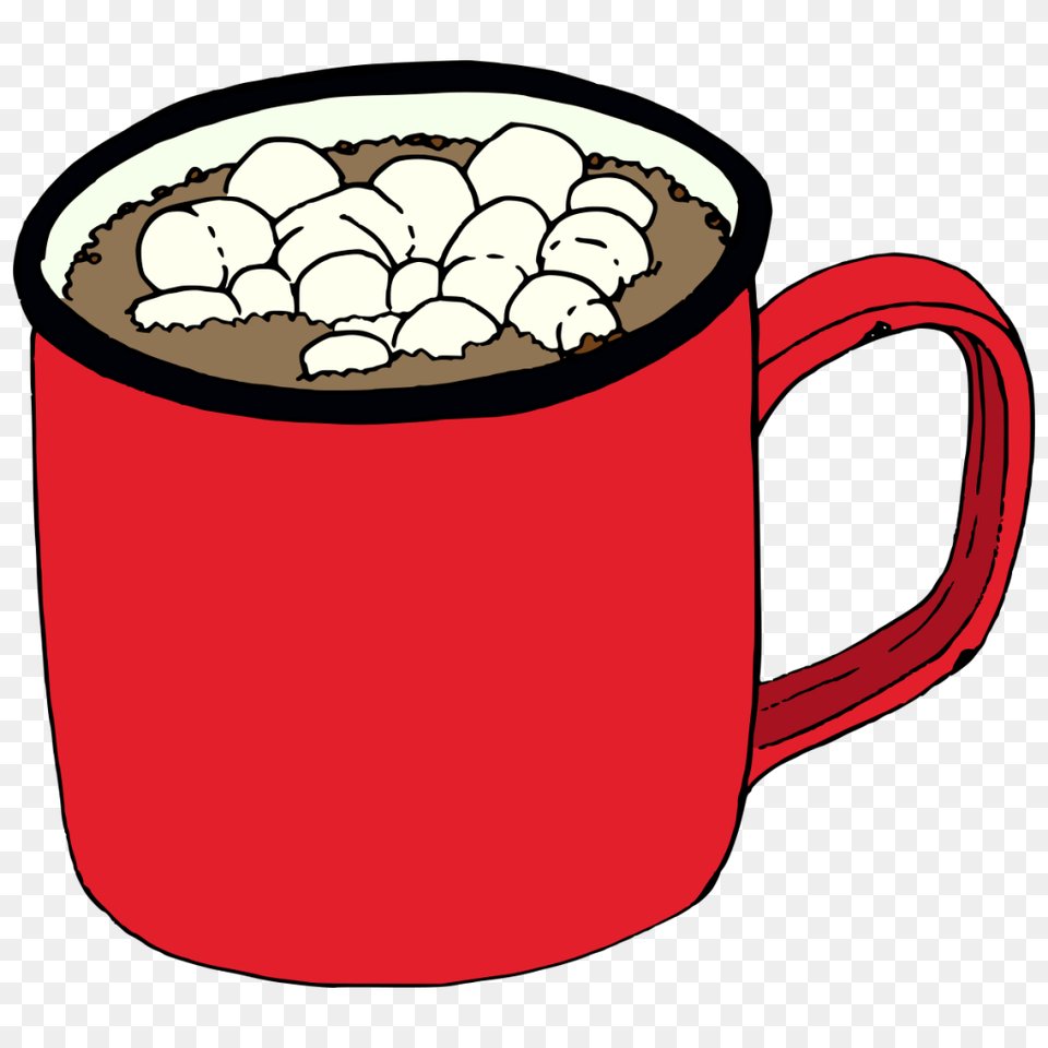 Hand Painted A Cup Of Hot Winter Coffee Cocoa Winter Transparent, Beverage, Chocolate, Dessert, Food Free Png