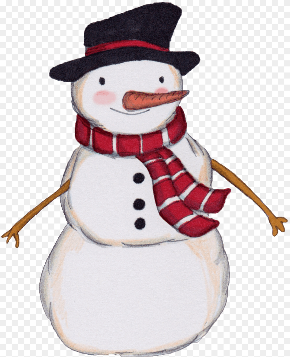 Hand Painted A Cute Little Snowman Portable Network Graphics, Nature, Outdoors, Snow, Winter Free Transparent Png