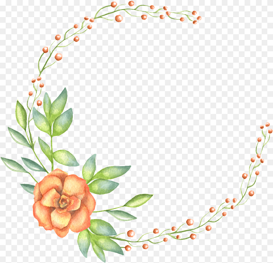 Hand Painted A Flower And Garland Flowers Transparent Transparent Background Floral Border, Accessories, Plant, Pattern, Graphics Png Image